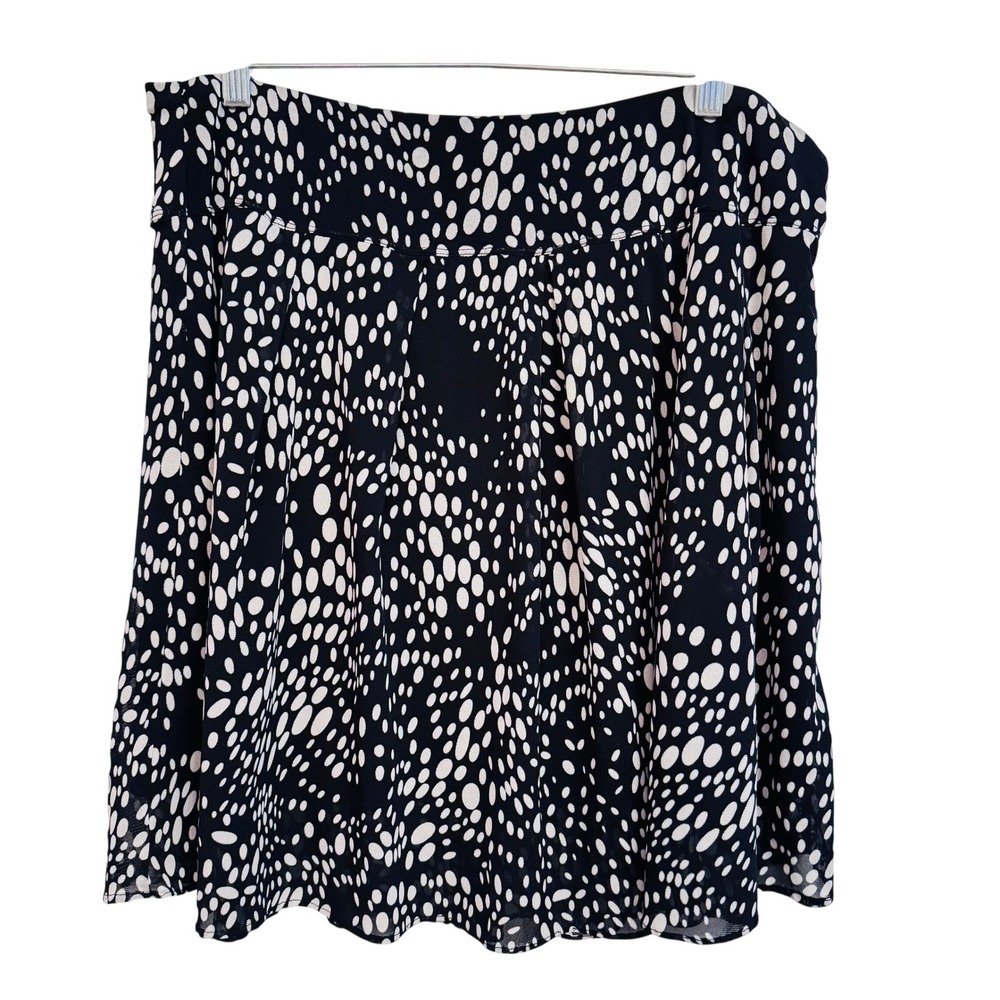255 | Relativity Womens XL Polka Dot Mesh Lined A-Line Skirt Black White